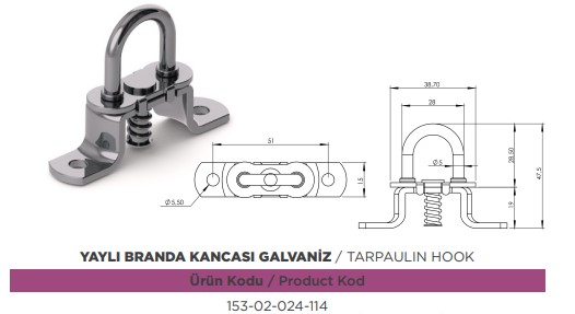 DORSE BRANDA HALAT KOPRUSU YAYLI 47,5 MM GALVENIZ